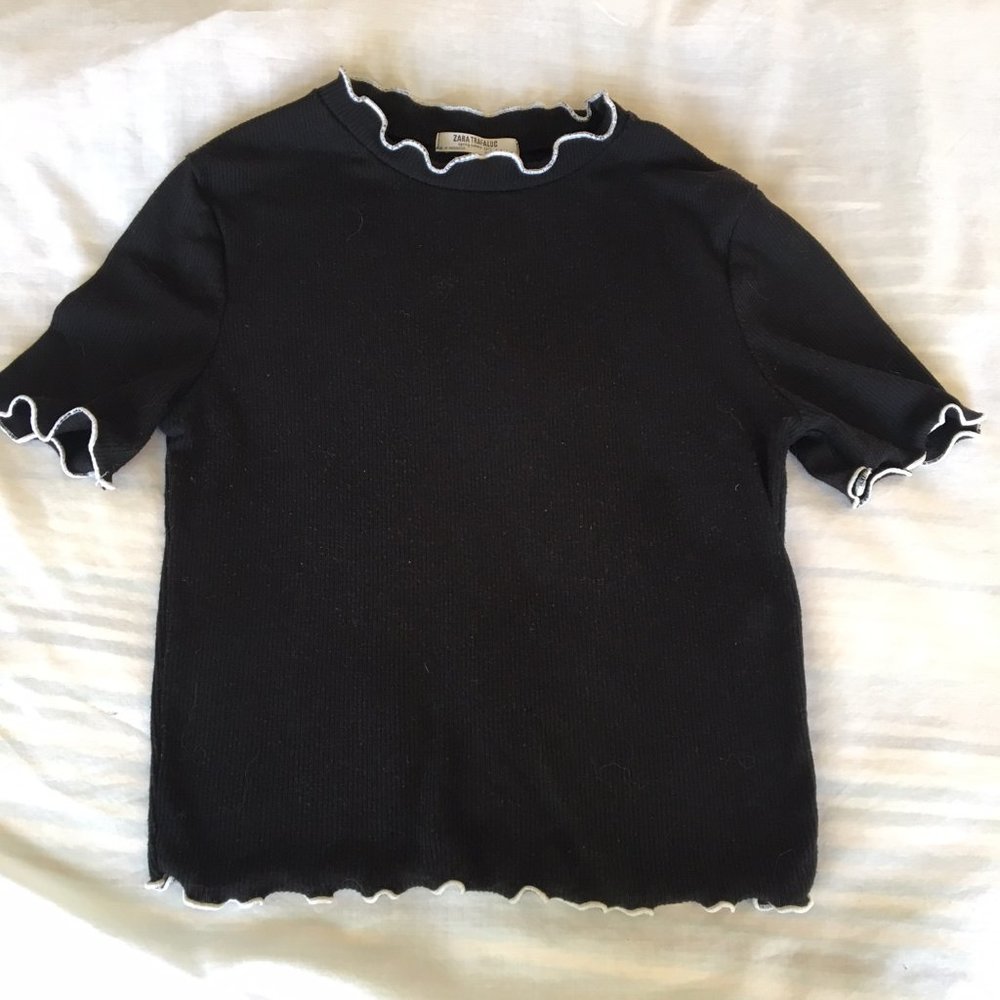 Zara Lettuce Trim Mock Neck
